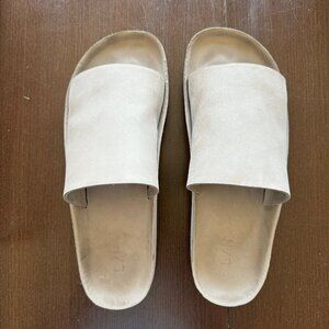 LAUREN MANOOGIAN Beige Raw Contour Slides IT40 FOR A US 8